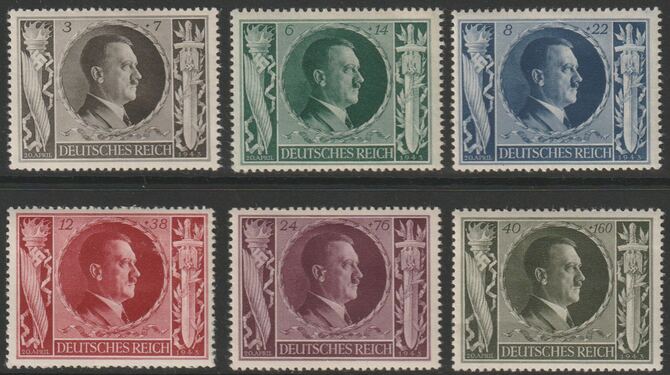 Germany 1943 Hitler's 54th Birthday perf set of 6 mounted mint SG 832-37, stamps on , stamps on  stamps on hitler