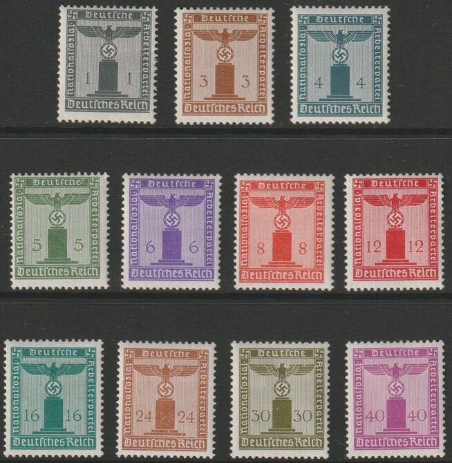 Germany 1938 Party Official perf set of 11 mounted mint SG O648-58, stamps on 