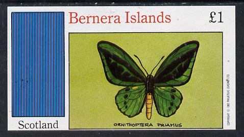 Bernera 1982 Butterflies (O Priamus) imperf souvenir sheet (Â£1 value) unmounted mint, stamps on , stamps on  stamps on butterflies