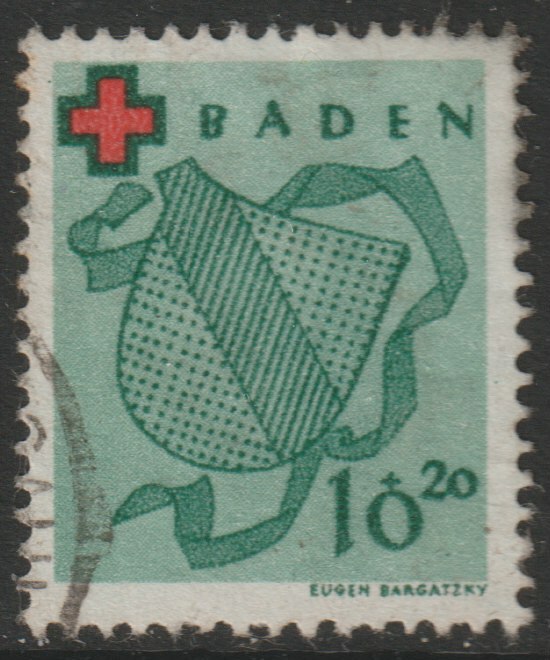 Germany - Allied Occupation - French Zone - Baden 1949 Red Cross 10pf good used SG FB42, stamps on red cross