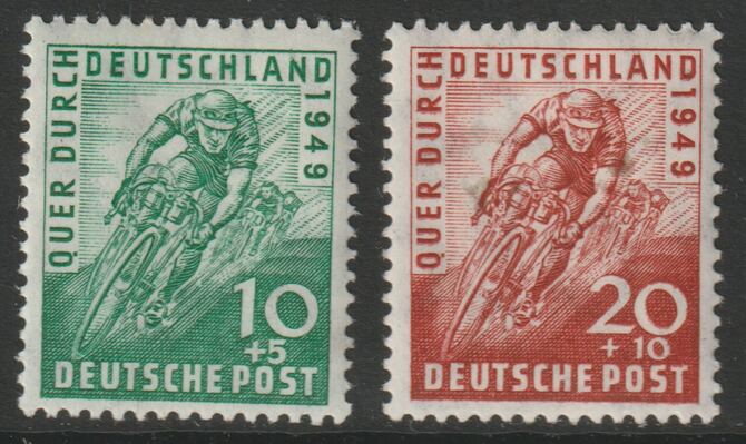 Germany - Allied Occupation - British & American Zone 1949 Cycle Race perf set of 2 mounted mint SG A146-147, stamps on , stamps on  stamps on bicycles