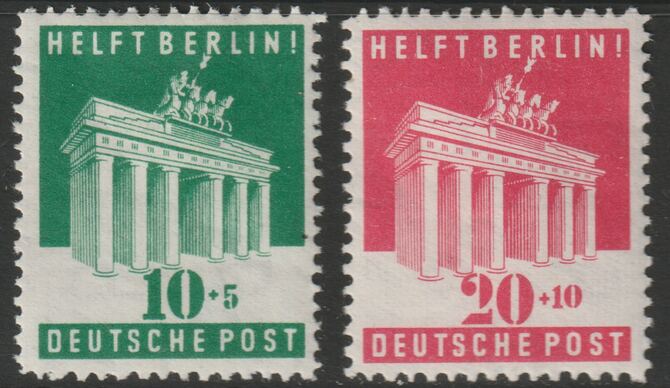 Germany - Allied Occupation - British & American Zone 1948 Aid to Berlin perf set of 2 mounted mint SG A140-41, stamps on , stamps on  stamps on buildings