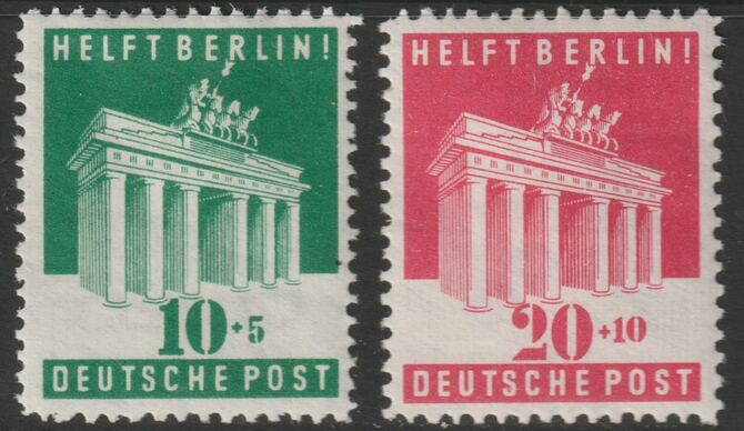 Germany - Allied Occupation - British & American Zone 1948 Aid to Berlin perf set of 2 mounted mint SG A140-41, stamps on buildings