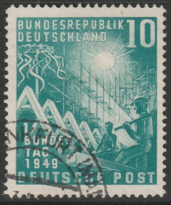 Germany - West 1949 Opening of Parliament 10pf  blue-green fine cds used SG 1033, stamps on , stamps on  stamps on buildings, stamps on  stamps on constitutions