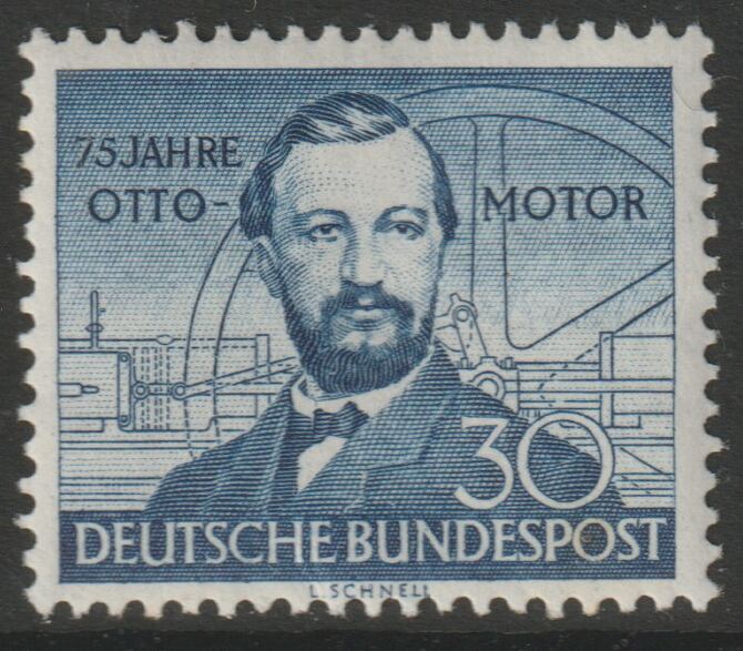 Germany - West 1952 75th Anniversary of Otto Gas Engine mounted mint SG 1076, stamps on engineering