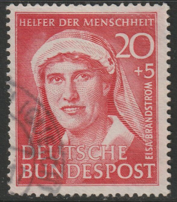 Germany - West 1951 Humanitarian Relief Fund 20pf+5pf cds used SG 1071, stamps on , stamps on  stamps on refugees, stamps on  stamps on personalities