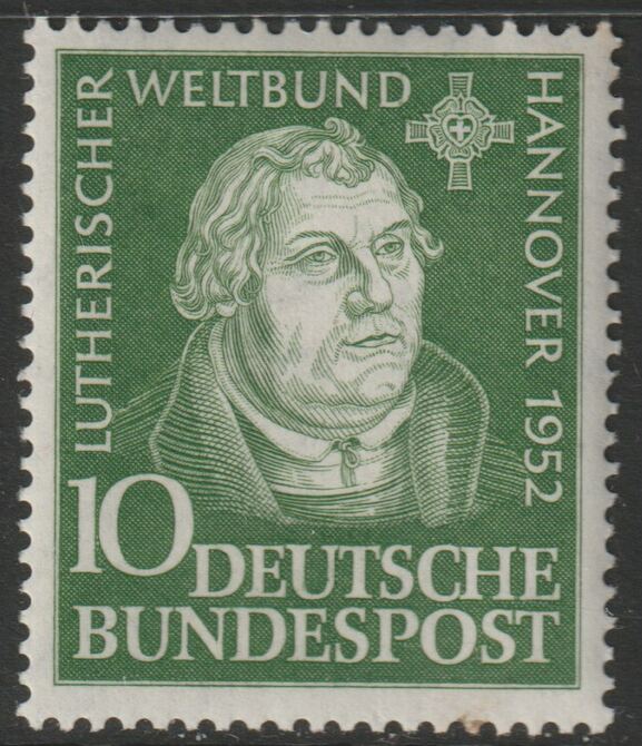 Germany - West 1952 Martin  Luther mounted mint SG 1075, stamps on luther, stamps on religion