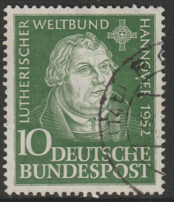 Germany - West 1952 Martin  Luther cds used SG 1075, stamps on luther, stamps on religion