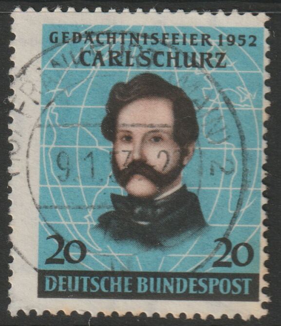 Germany - West 1952 CarlSchurz cds used SG 1079, stamps on personalities