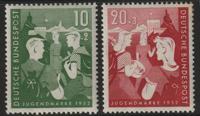 Germany - West 1952 Youth Hostels Fund perf set of 2 mounted mint SG1080-81, stamps on , stamps on  stamps on youth