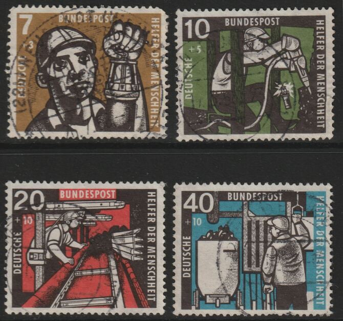 Germany - West 1957 Humanitarian Relief Fund perf set of 4 good used SG 1189-92, stamps on , stamps on  stamps on mining