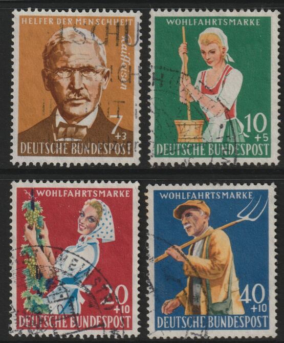 Germany - West 1958 Humanitarian Relief Fund perf set of 4 good used SG 1214-17, stamps on farming