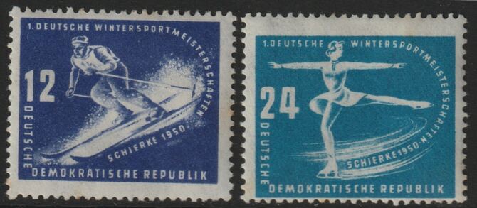 Germany - East 1950 Winter Sports perf set of 2 mounted mint SG E5-6, stamps on , stamps on  stamps on sport, stamps on  stamps on skiing, stamps on  stamps on skating