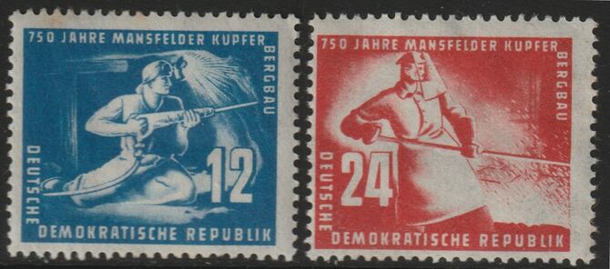Germany - East 1950 Copper Mines perf set of 2 mounted mint SG E30-31, stamps on mining, stamps on copper