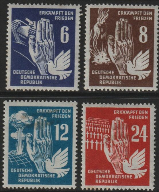 Germany - East 1950 Peace Propaganda perf set of 4 mounted mint SG E33-36, stamps on peace, stamps on atomics