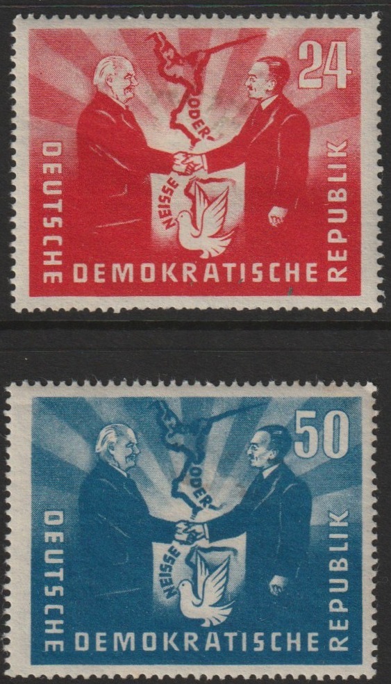 Germany - East 1951 Visit of Polish President perf set of 2 mounted mint SG E41-42, stamps on 