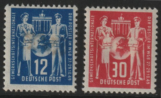 Germany - East 1949 Postal Workers Union Congress perf set of 2 mounted mint SG E2-3, stamps on postal