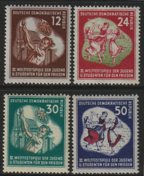 Germany - East 1951 World Youth Festival perf set of 4 mounted mint SG E46-49, stamps on youth