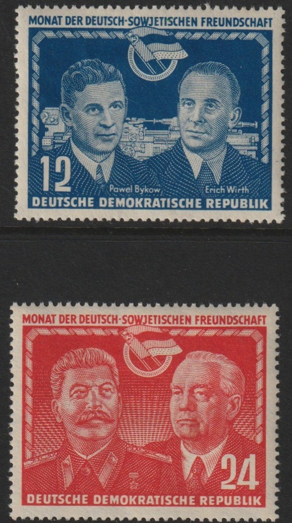 Germany - East 1951 Soviet Friendship perf set of 2 mounted mint SG E53-54, stamps on constitutions