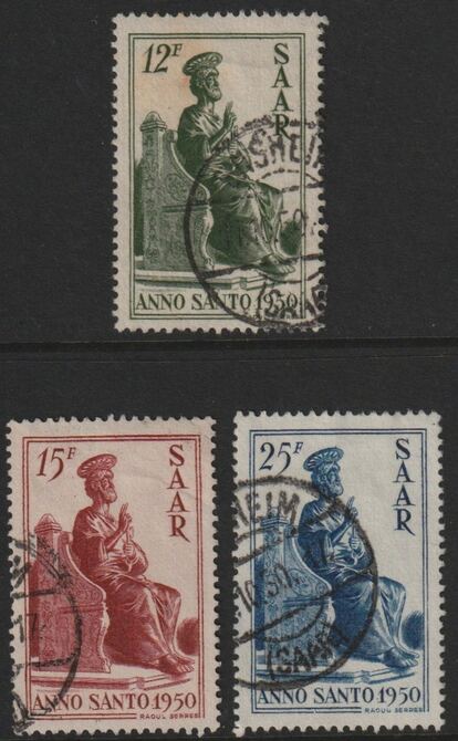 Saar 1950 Holy Year perf set of 3 cds used SG290-92, stamps on religion