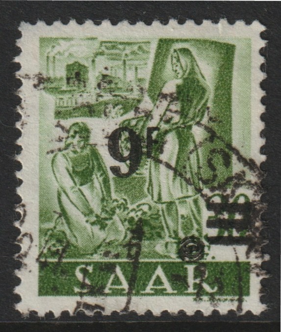 Saar 1947 Surcharged 9f on 30pf good used SG 2341B, stamps on 