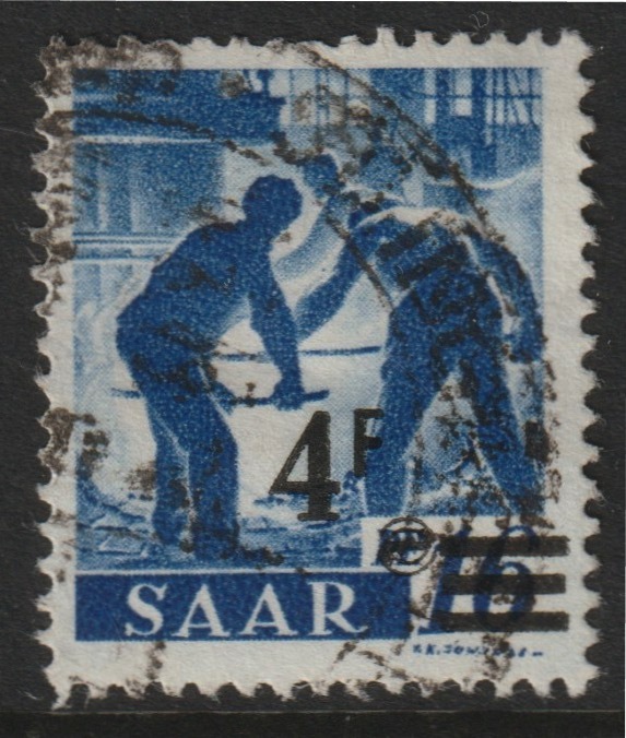 Saar 1947 Surcharged 4f on 16pf good used SG 228B, stamps on 