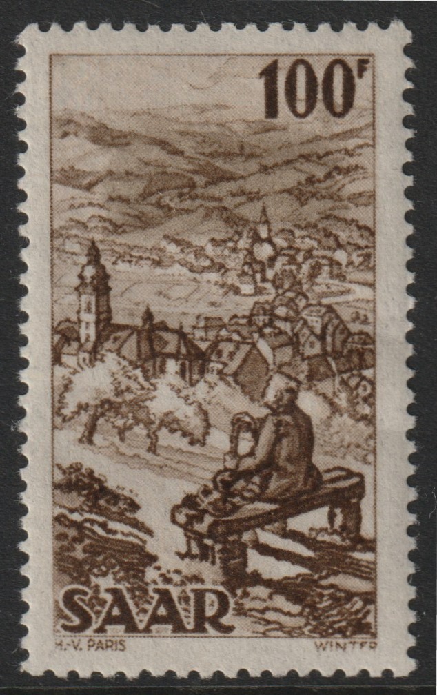 Saar 1949 Pictorial 100f mounted mint SG 280, stamps on , stamps on  stamps on 