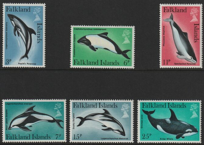 Falkland Islands 1980 Dolphins perf set of 6 unmounted mint, SG371-76, stamps on , stamps on  stamps on dolphins