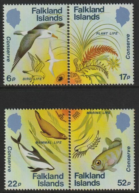 Falkland Islands 1984 Nature Conservation perf set of 4 unmounted mint, SG492-95, stamps on , stamps on  stamps on birds, stamps on  stamps on dolphins, stamps on  stamps on fish
