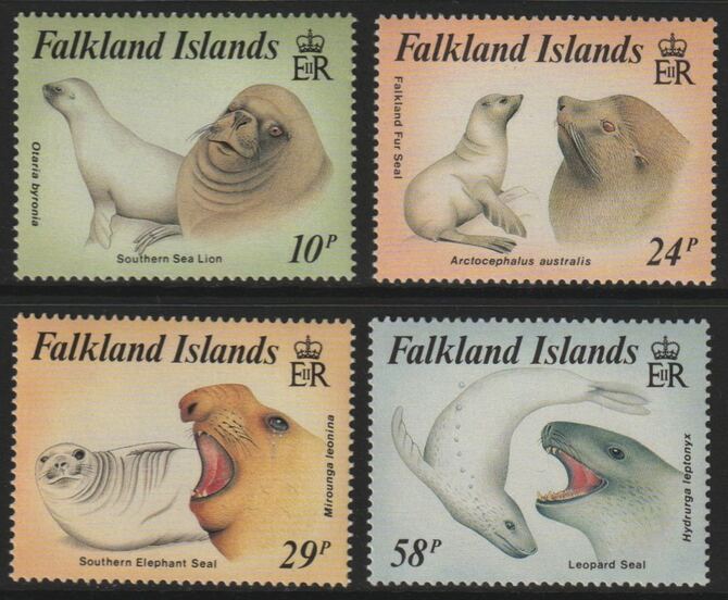 Falkland Islands 1987 Seals perf set of 4 unmounted mint, SG543-46, stamps on , stamps on  stamps on seals