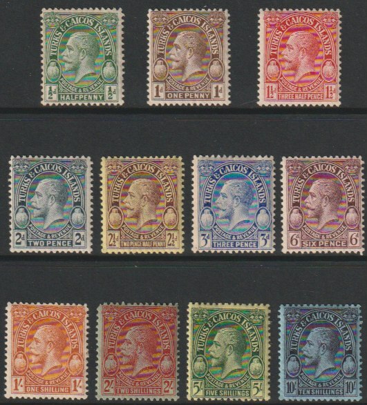 Turks & Caicos Islands 1928 KG5 Postage & Revenue complete set of 11 fine mounted mint SG 176-86, stamps on , stamps on  kg5 , stamps on cactus, stamps on cacti, stamps on 