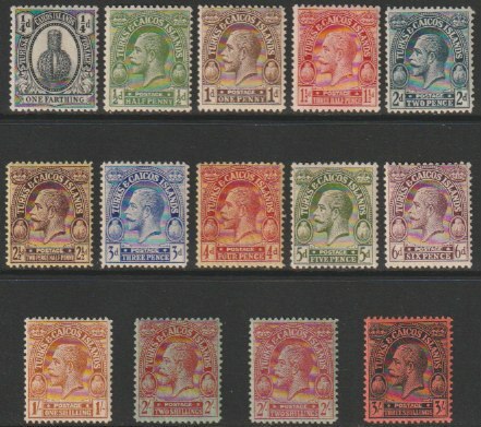 Turks & Caicos Islands 1922 KG5 Postage complete set of 14 fine mounted mint SG 162-75, stamps on , stamps on  kg5 , stamps on cactus, stamps on cacti, stamps on 