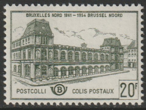 Belgium 1959 Railway Parcels 20f olive unmounted mint SG P1695, stamps on , stamps on  stamps on railways