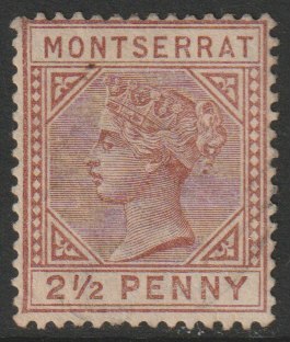 Montserrat 1884 Crown CA 2.5d red-brown with very light cancel SG9, stamps on , stamps on  qv , stamps on 