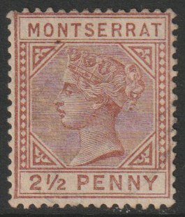Montserrat 1884 Crown CA 2.5d red-brown with very light cancel SG9, stamps on , stamps on  stamps on , stamps on  stamps on  qv , stamps on  stamps on 
