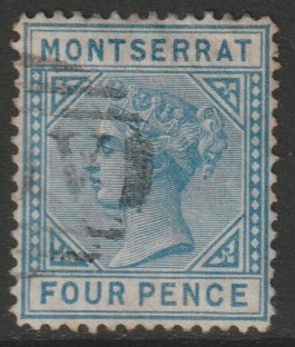 Montserrat 1880 Crown CC 4d blue good used SG5, stamps on , stamps on  qv , stamps on 