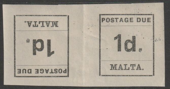 Malta 1925 Postage Due 1d tete-beche pair mounted mint, SG D2a, stamps on postage due, stamps on tete-beche, stamps on 