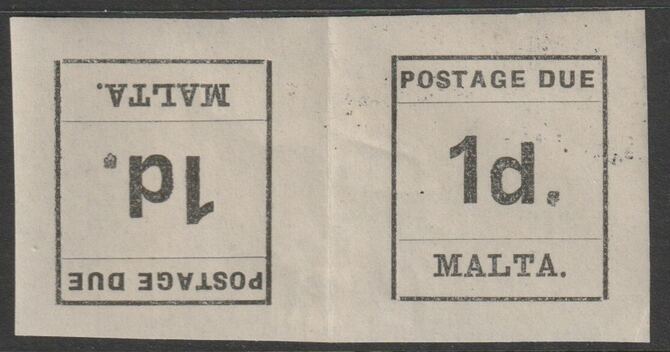 Malta 1925 Postage Due 1d tete-beche pair mounted mint, SG D2a, stamps on postage due, stamps on tete-beche, stamps on 