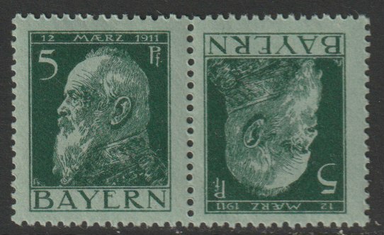 Germany - Bavaria 1911 Prince Luitpold 5c (type II) tete-beche pair unmounted mint SG 139ca, stamps on , stamps on  stamps on tete-beche