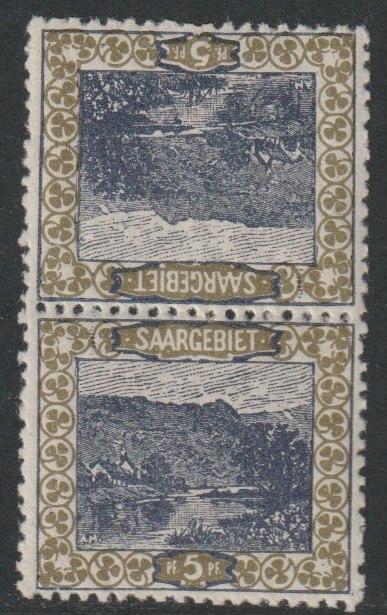 Saar 1921 Pictorial 5pf tete-beche pair mounted mint SG 53a, stamps on , stamps on  stamps on tete-beche, stamps on  stamps on 