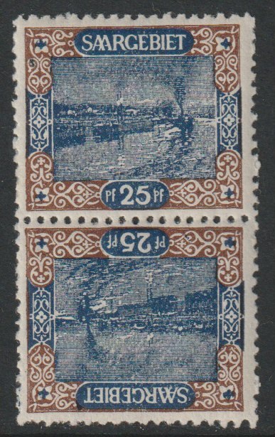 Saar 1921 Pictorial 25pf tete-beche pair mounted mint SG 56a, stamps on , stamps on  stamps on tete-beche, stamps on  stamps on 