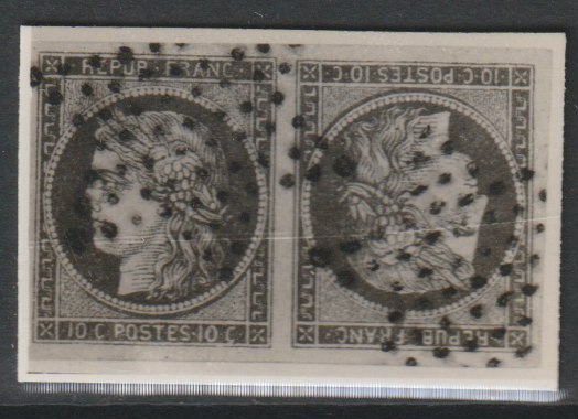 France 1849 Ceres 10c tete-beche pair 'used' stamp-size Photographic print from Sperati's own negative (ex BPA), stamps on tete-beche, stamps on 