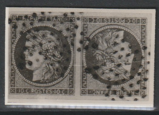 France 1849 Ceres 10c tete-beche pair used stamp-size Photographic print from Speratis own negative (ex BPA), stamps on tete-beche, stamps on 