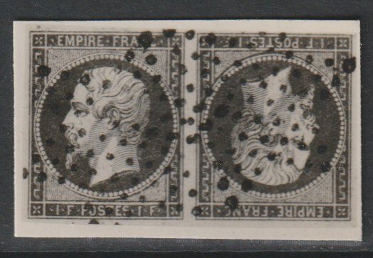 France 1854 Napoleon 1f tete-beche pair 'used' stamp-size Photographic print from Sperati's own negative (ex BPA), stamps on tete-beche, stamps on 