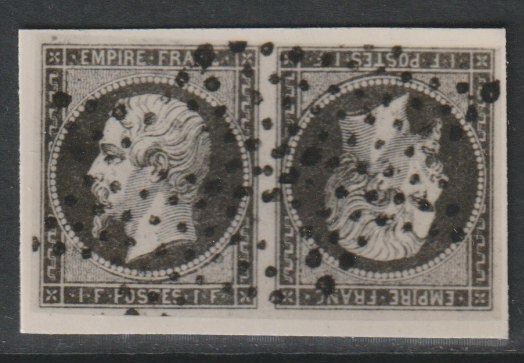 France 1854 Napoleon 1f tete-beche pair used stamp-size Photographic print from Speratis own negative (ex BPA), stamps on tete-beche, stamps on 