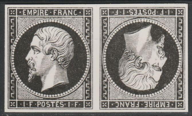 France 1854 Napoleon 1f tete-beche pair twice stamp-size Photographic print from Speratis own negative with BPA handstamp on back, superb reference, stamps on tete-beche, stamps on 