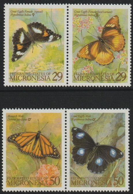 Micronesia 1993 Butterflies perf set of 4 unmounted mint SG 333-36, stamps on butterflies, stamps on insects