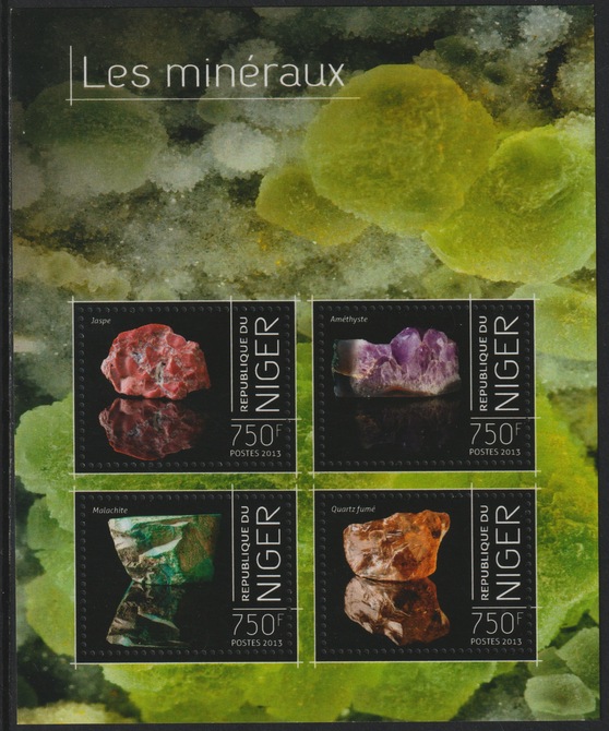 Niger Republic 2013 Minerals perf sheet containing 4 values unmounted mint, stamps on minerals