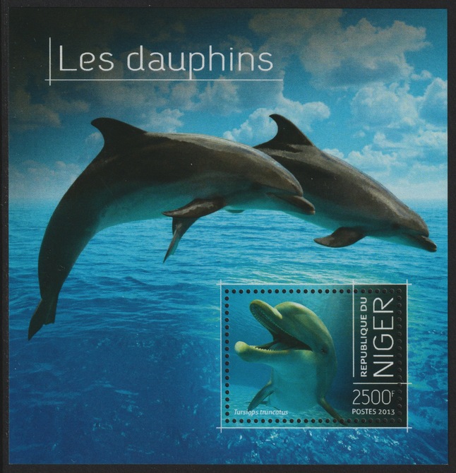Niger Republic 2013 Dolphins perf m/sheet containing 1 value unmounted mint, stamps on , stamps on  stamps on marine life, stamps on  stamps on dolphins