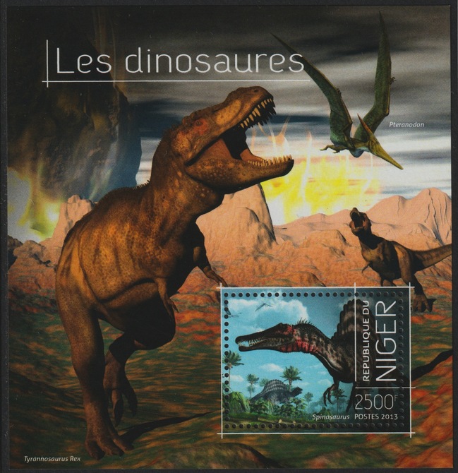 Niger Republic 2013 Dinosaurs perf m/sheet containing 1 value unmounted mint, stamps on , stamps on  stamps on dinosaurs